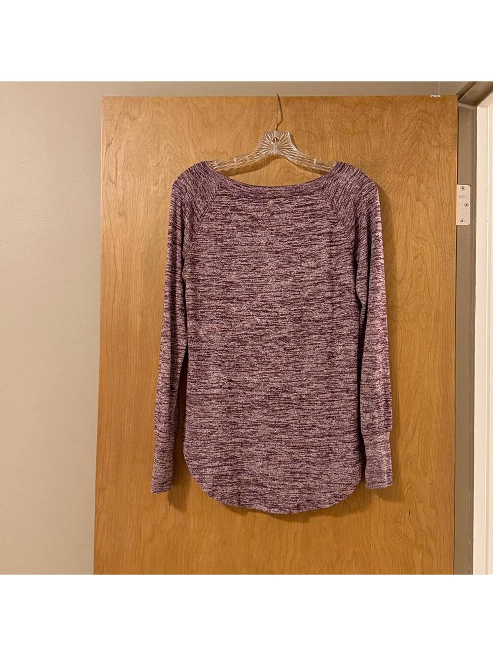 Athleta Threadlight Long Sleeve Top Burgundy Space Dye Scoop Neck Women's XS - Picture 2 of 7